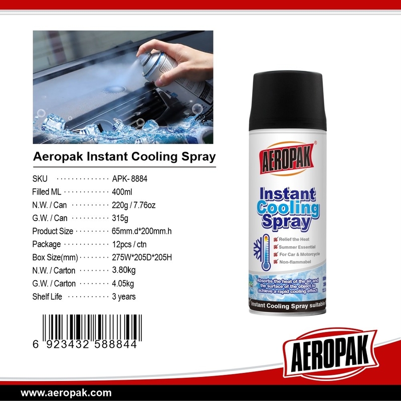 Non Flammable Instant Cooling Spray Aeropak 400ml For Cars And Motorcycle