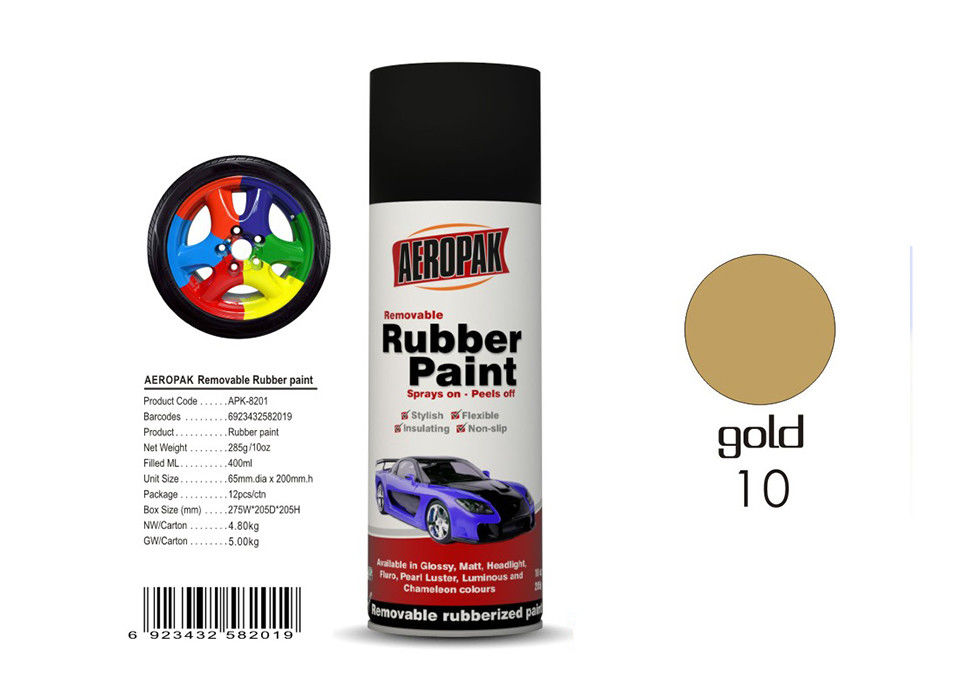 Wheel Removable Rubber Spray Paint With Pearl Luster Gold Color